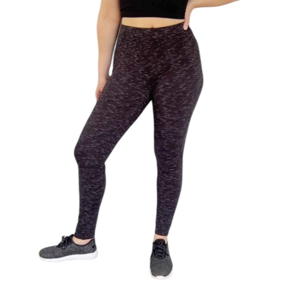 Express black marled knit high rise full length cotton leggings size large